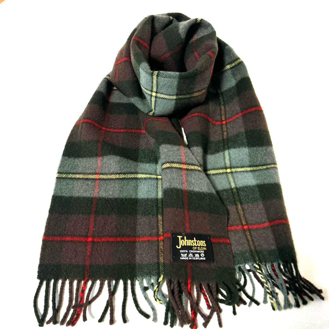 美品✨Johnstons ジョンストンズ カシミヤ100% マフラー チェック