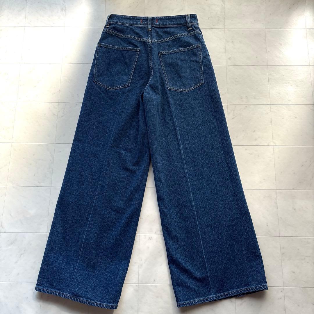 2026SS 美品 23区 レッドカード センタープレスデニムワイドパンツ