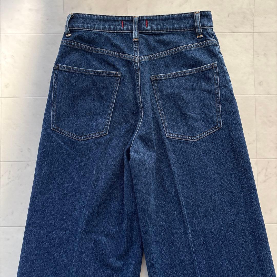 2026SS 美品 23区 レッドカード センタープレスデニムワイドパンツ
