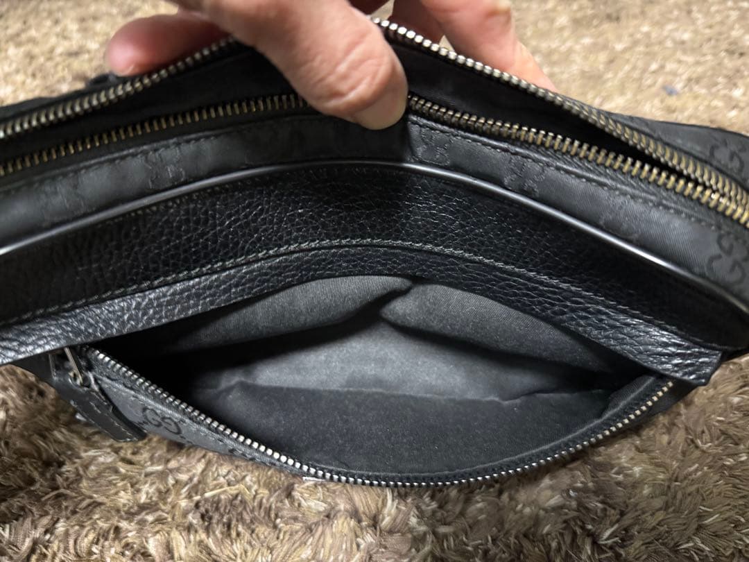 GUCCI グッチ ボディバッグ ウエストバッグ GGキャンバス ブラック