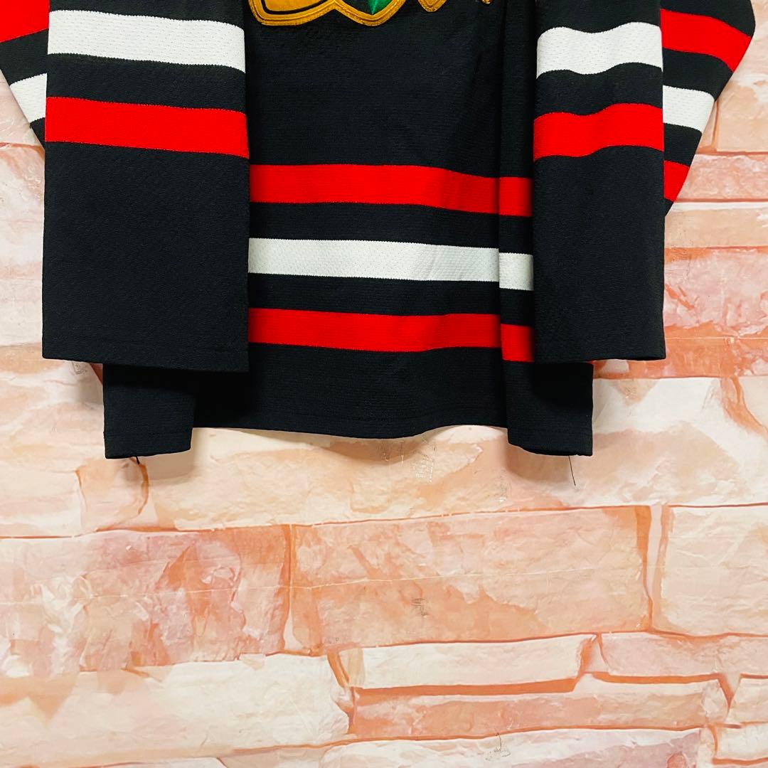 【90s古着】NHLシカゴブラックホークス　ゲームシャツ　XL 10 黒