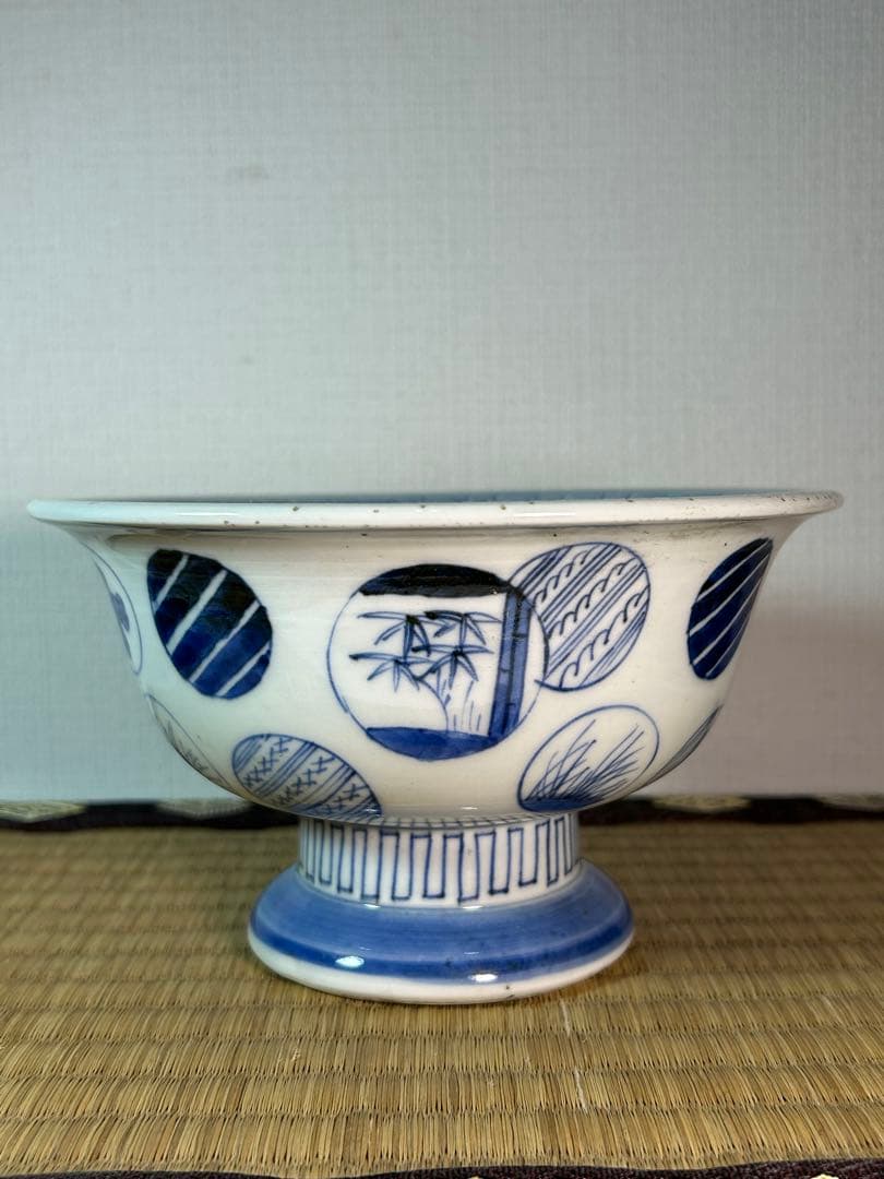 古伊万里染付　丸紋づくし盃洗 江戸時代後期　無傷