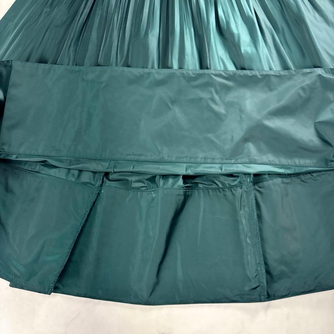 ENFOLD VOLUME SKIRT プリーツ ロング ダークグリーン 38