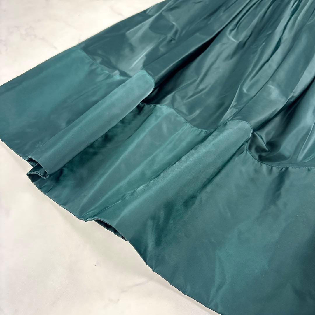 ENFOLD VOLUME SKIRT プリーツ ロング ダークグリーン 38