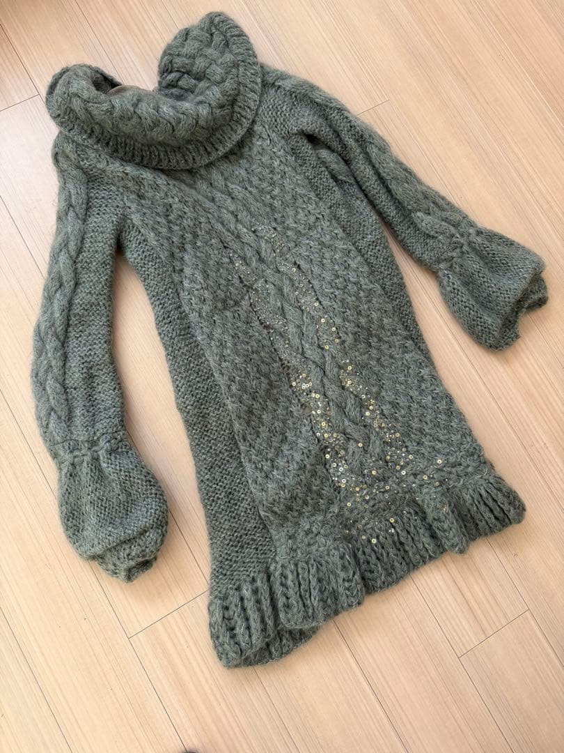 ERMANNO SCERVINO ケーブルニットロングコート 38