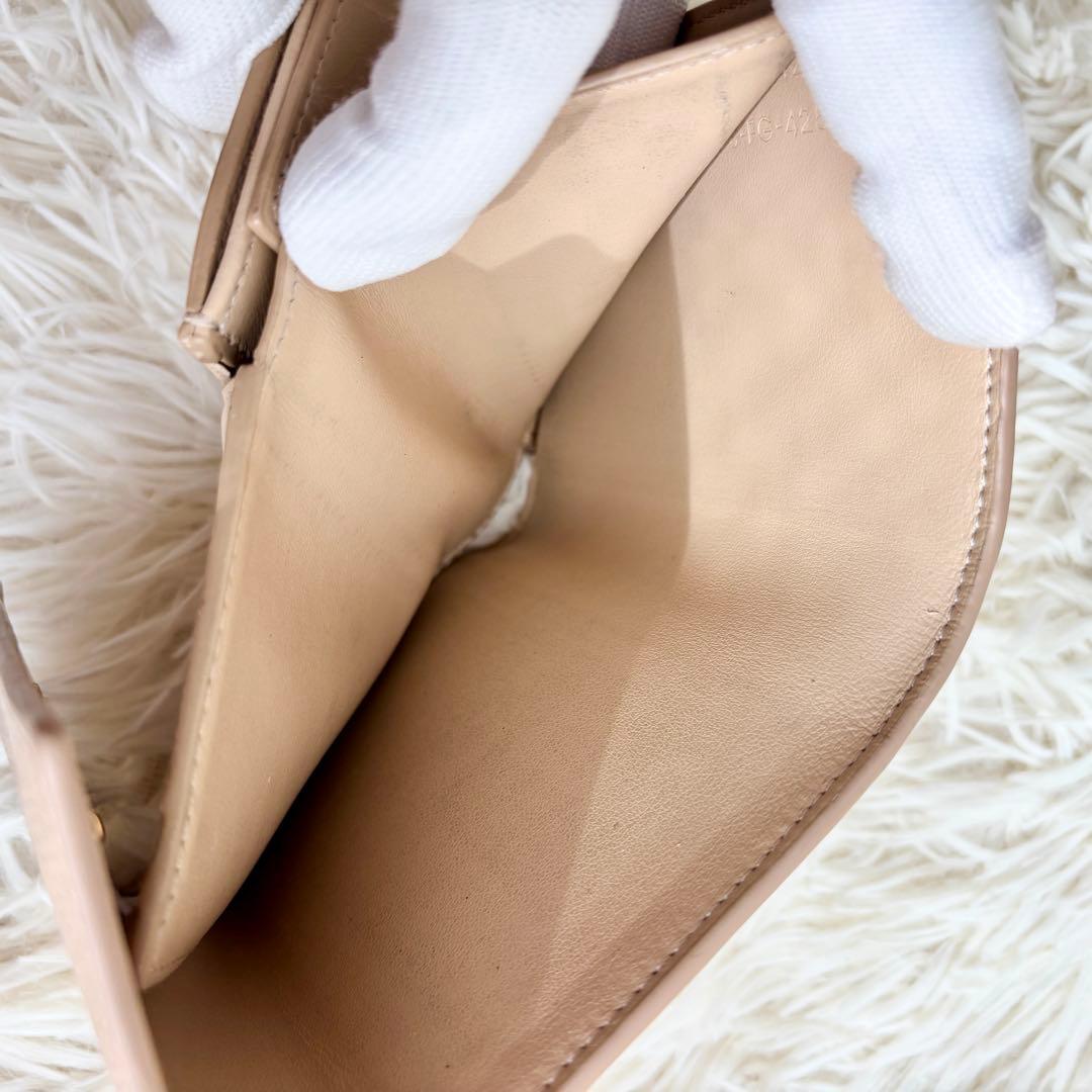 CELINE セリーヌ 三つ折り財布 スモール トリフォールド レザー ベージュ