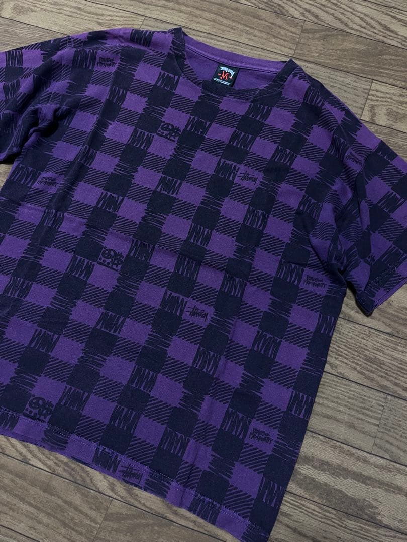 old stussy check tee 総柄 vintage tee