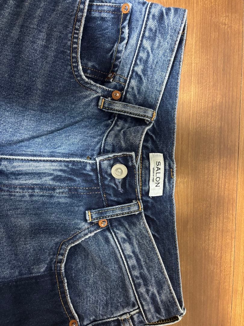 美品サロンアダムエロペ　 COTTON USA リメイクライクセミフレアデニム