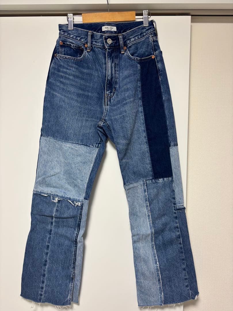 美品サロンアダムエロペ　 COTTON USA リメイクライクセミフレアデニム