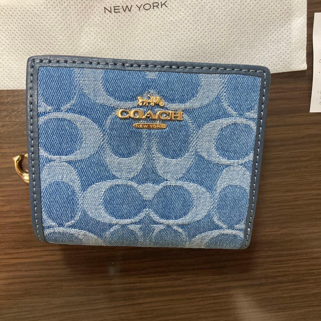 COACH 二つ折り財布 デニムブルー