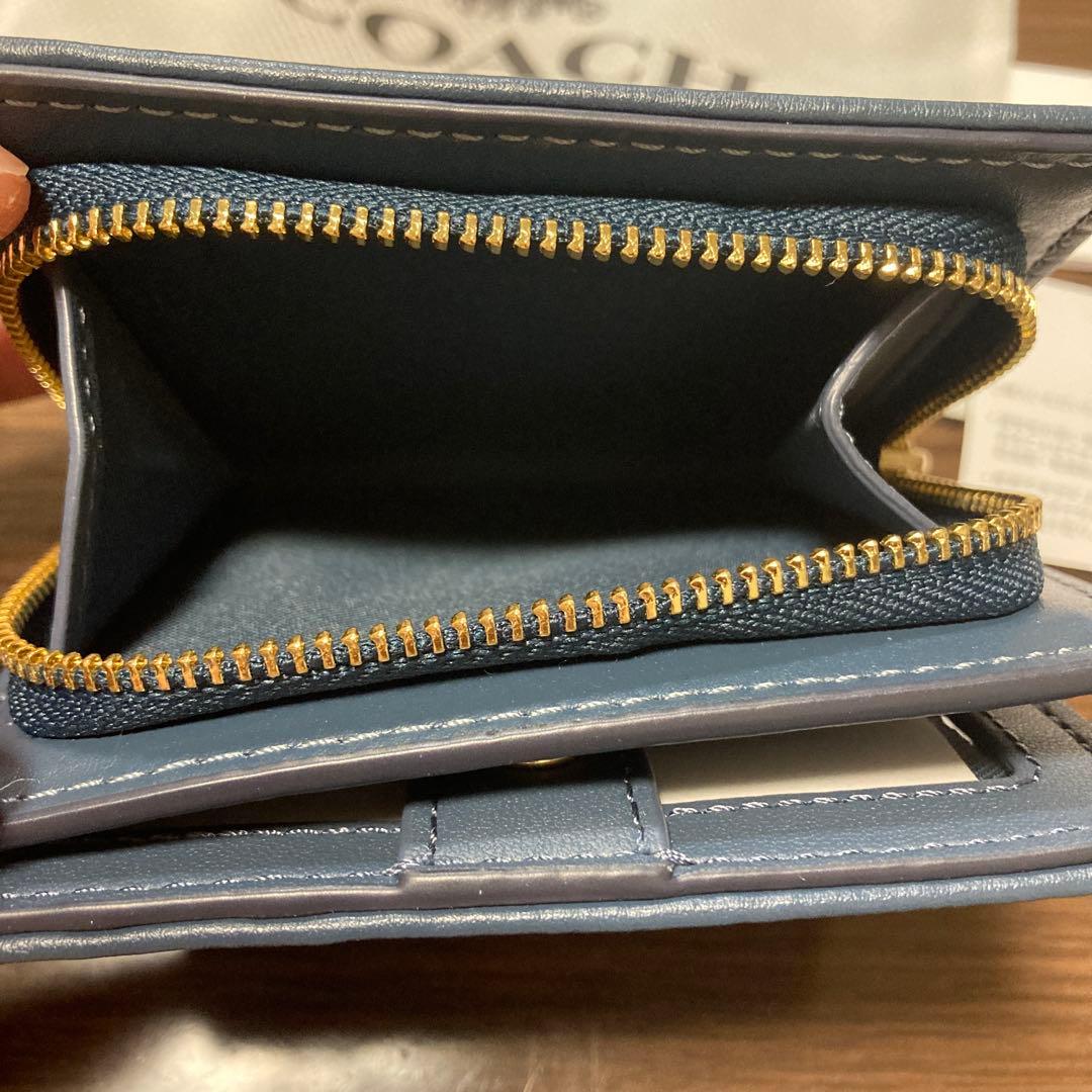 COACH 二つ折り財布 デニムブルー