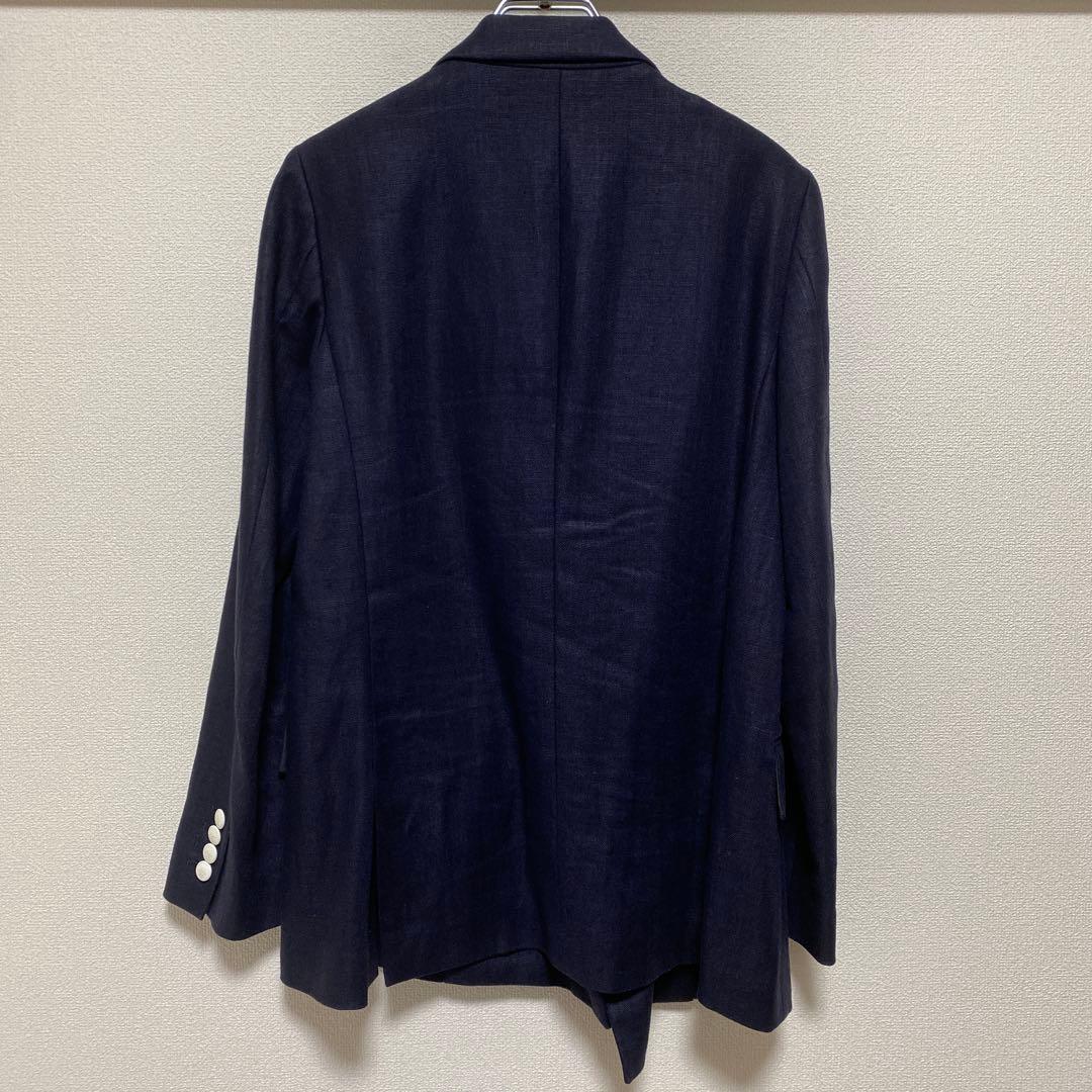 UNITED ARROWS ネイビー リネン ダブルジャケット 38