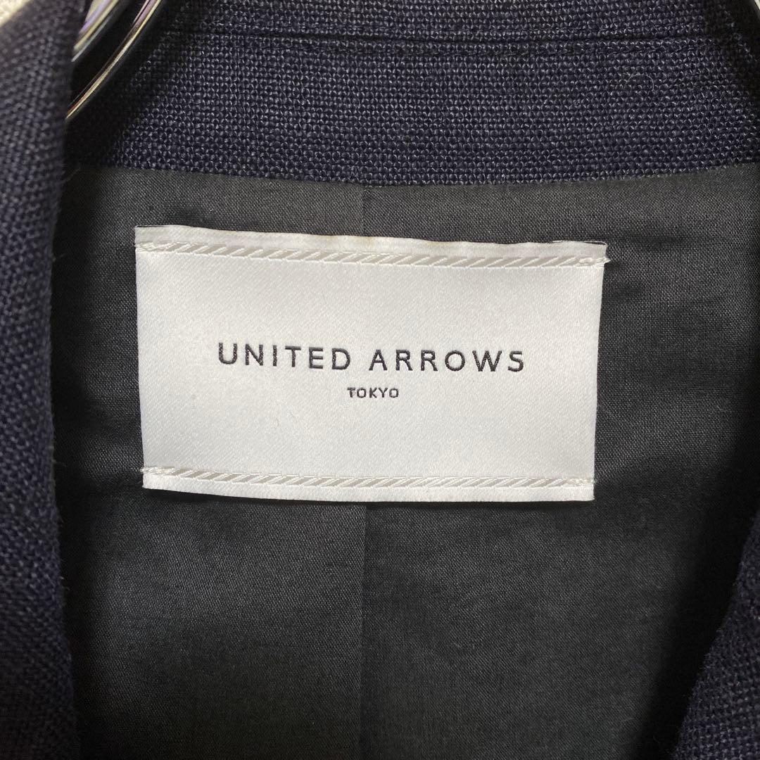UNITED ARROWS ネイビー リネン ダブルジャケット 38