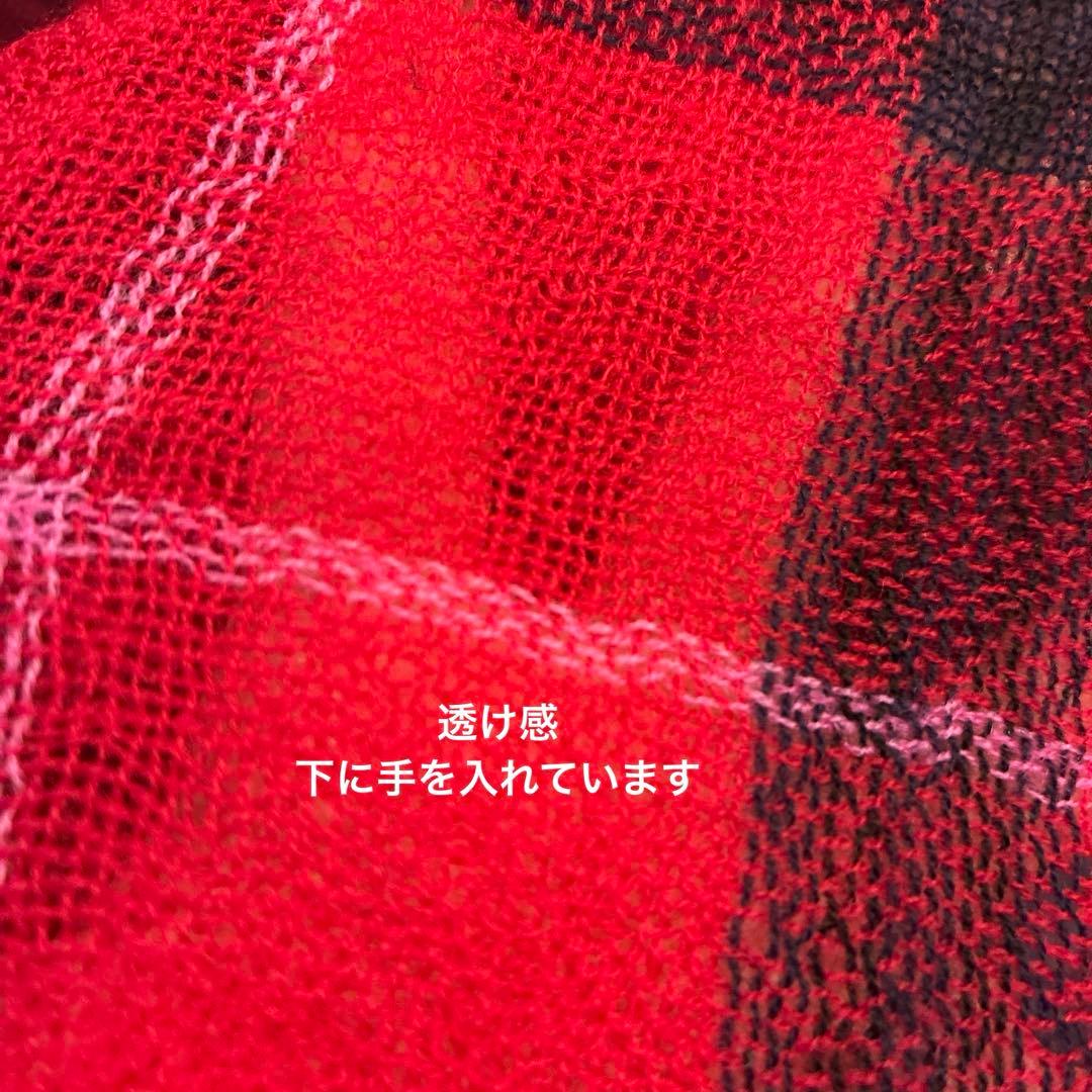 お値下げ中♪【美品☆】Y's 大判ストール ウール100% 赤と黒のチェック