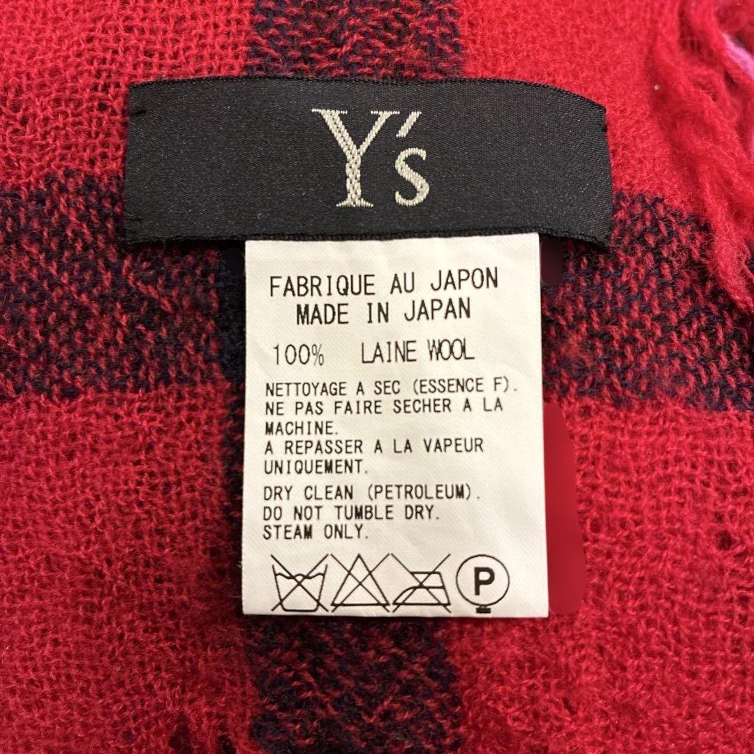 お値下げ中♪【美品☆】Y's 大判ストール ウール100% 赤と黒のチェック