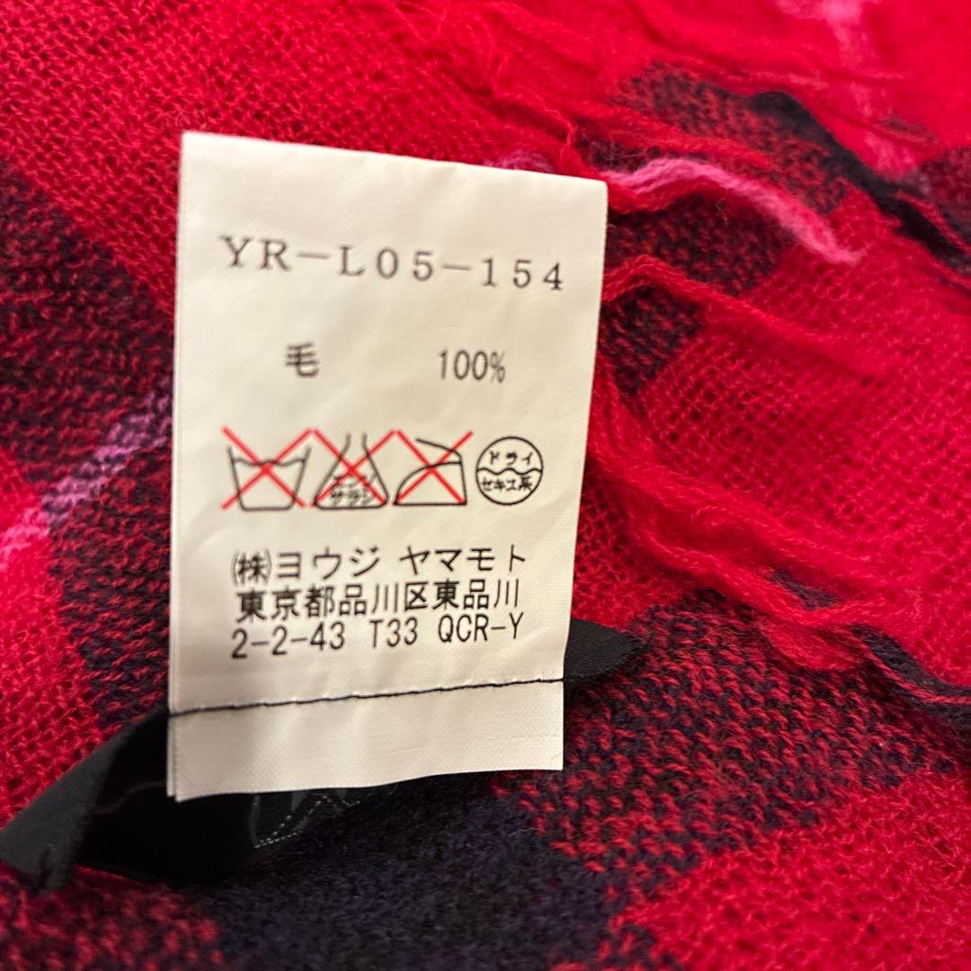 お値下げ中♪【美品☆】Y's 大判ストール ウール100% 赤と黒のチェック