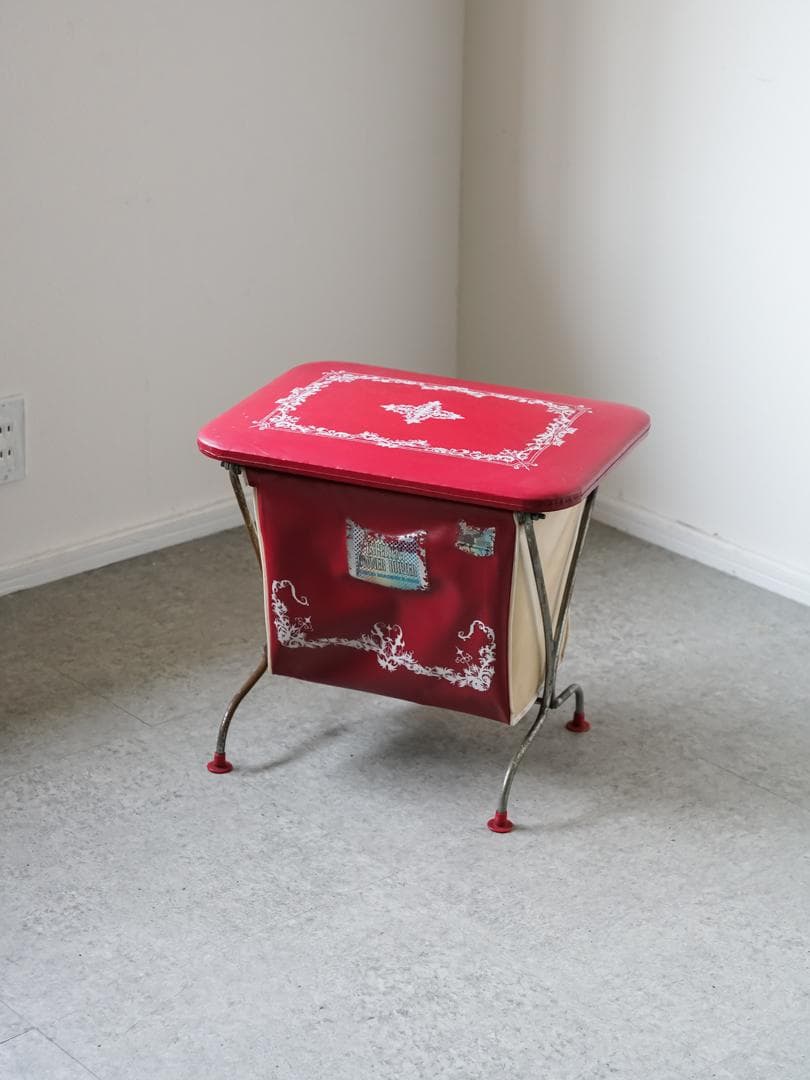 60-70's vintage スツール/収納 バスケット 古道具 レトロポップ