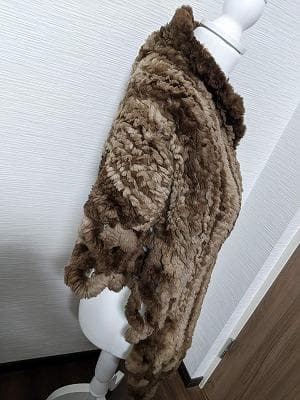 236　ビーバー　毛皮　編み込み　ニッティング　ヤーンポンチョ　ショール　レース