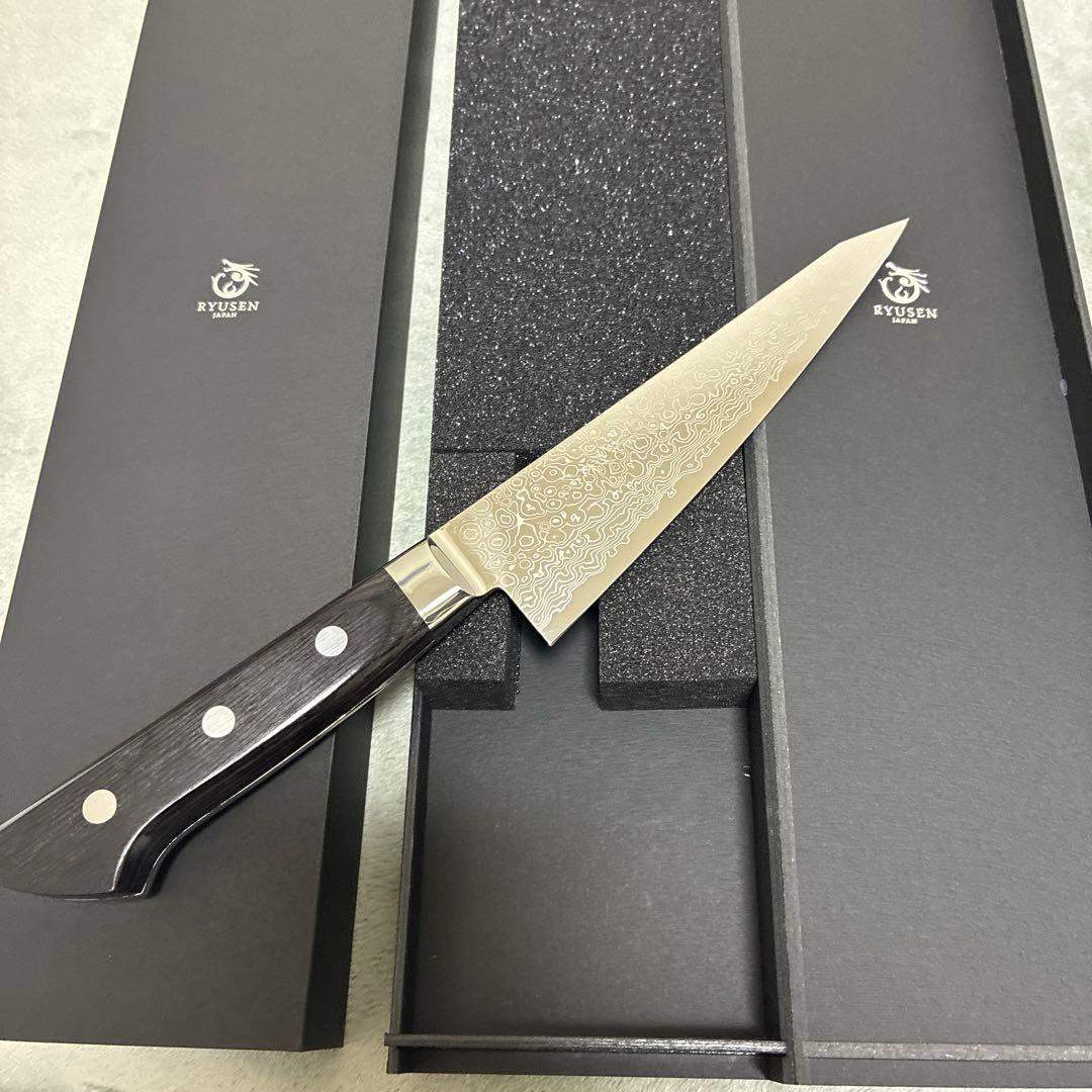サ*ナ様 龍泉刃物 梵天雲龍 骨スキ包丁 150mm VG10ダマスカス63層
