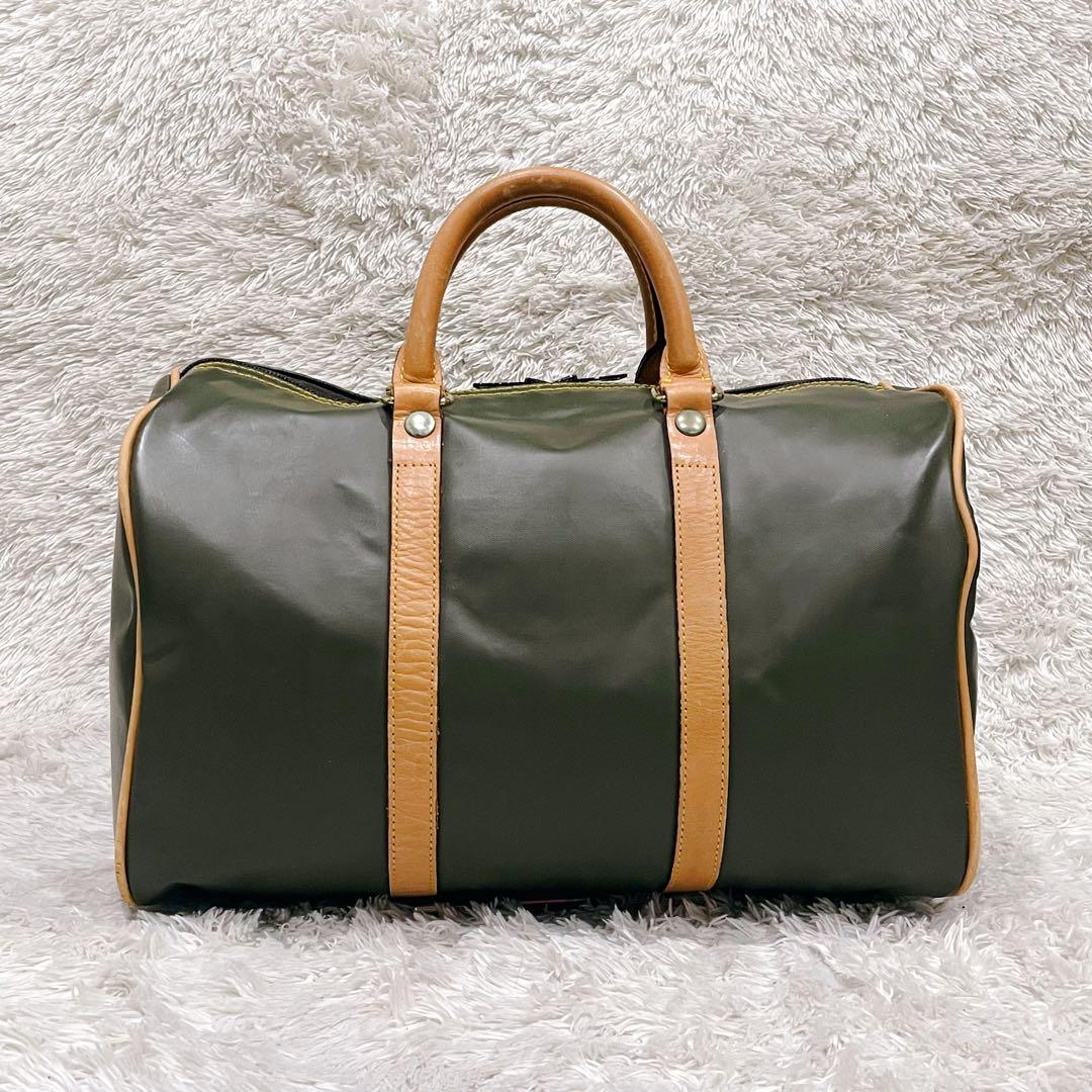 【美品】 ハンティングワールド ミニボストン ハンドバッグ カーキ オリーブ