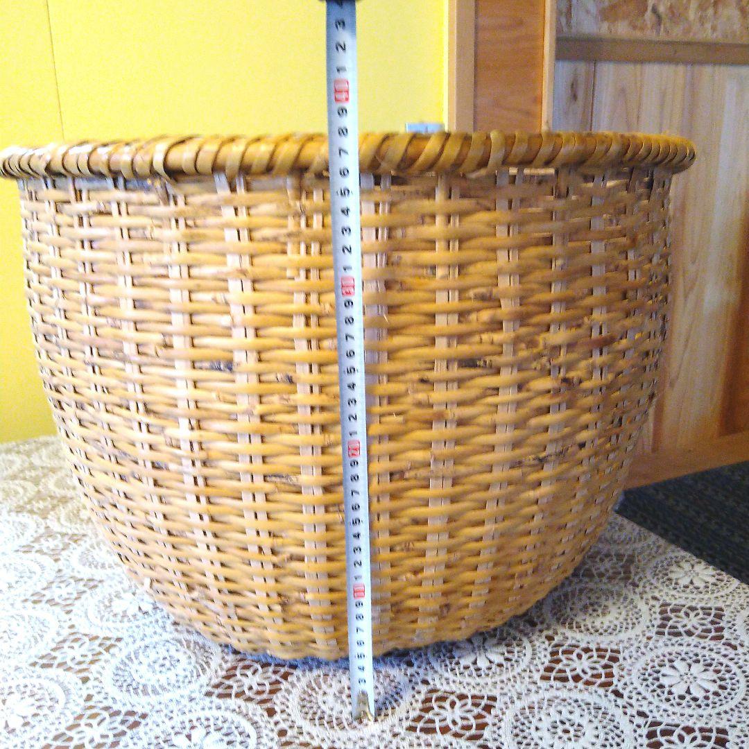 【昭和レトロ】古民具 特大 竹籠 直径54.5cm, 高さ38cm