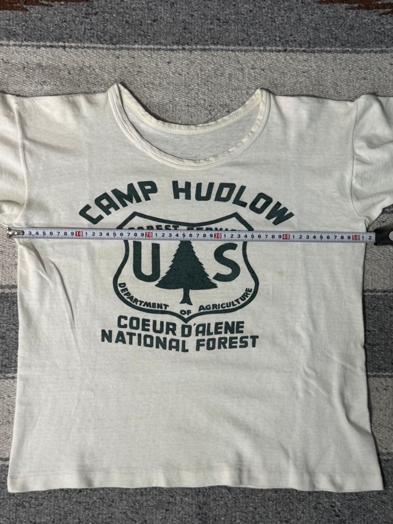 40s 40年代　染み込みプリント　Tシャツ　バインダーネック