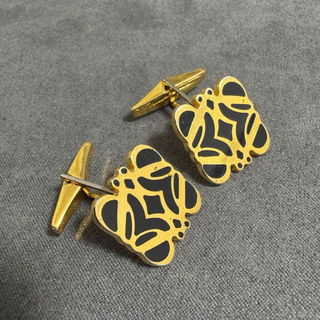 【希少】LOEWE ロエベ ヴィンテージ カフス ゴールド アナグラム ロゴ