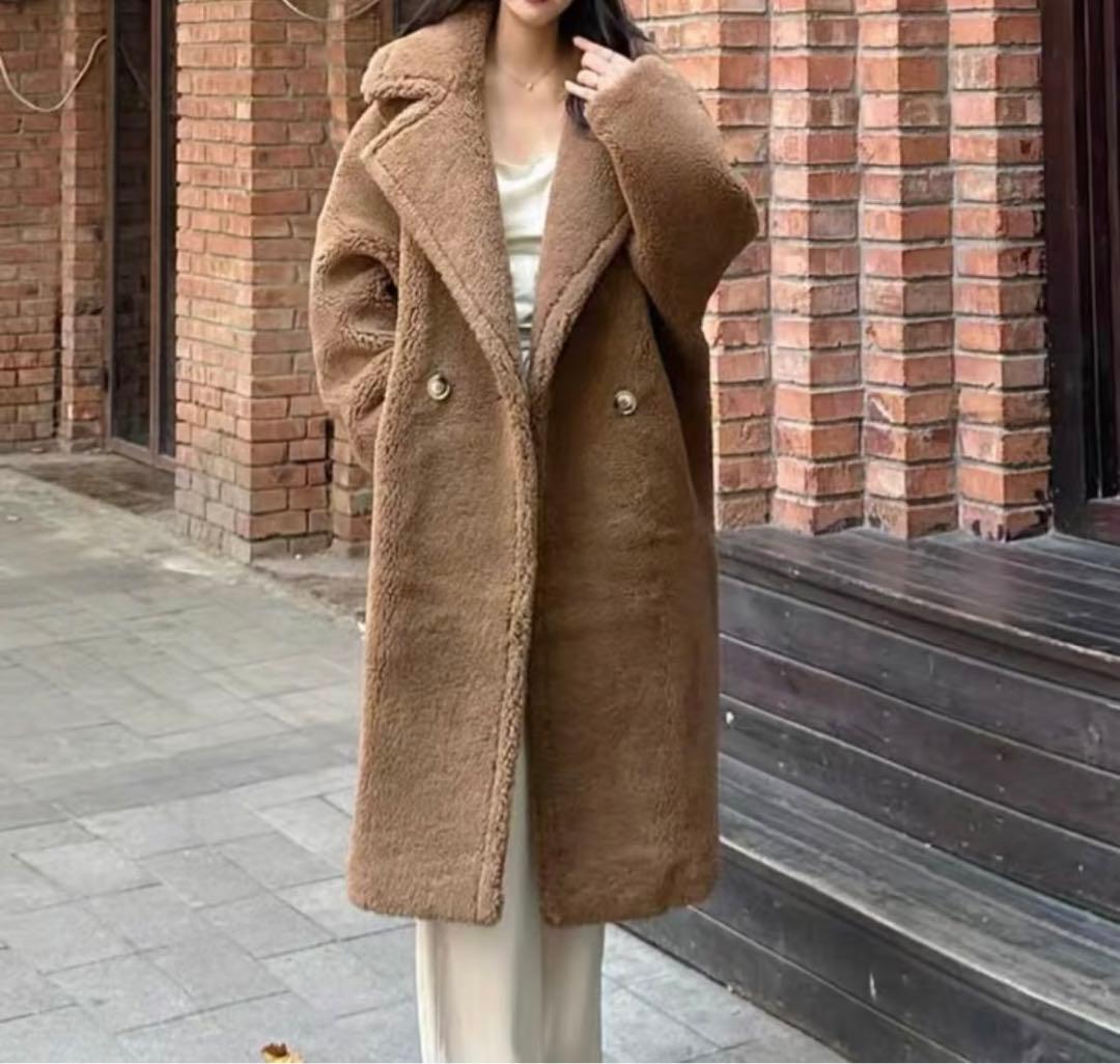 【camel】teddy lambswool coat