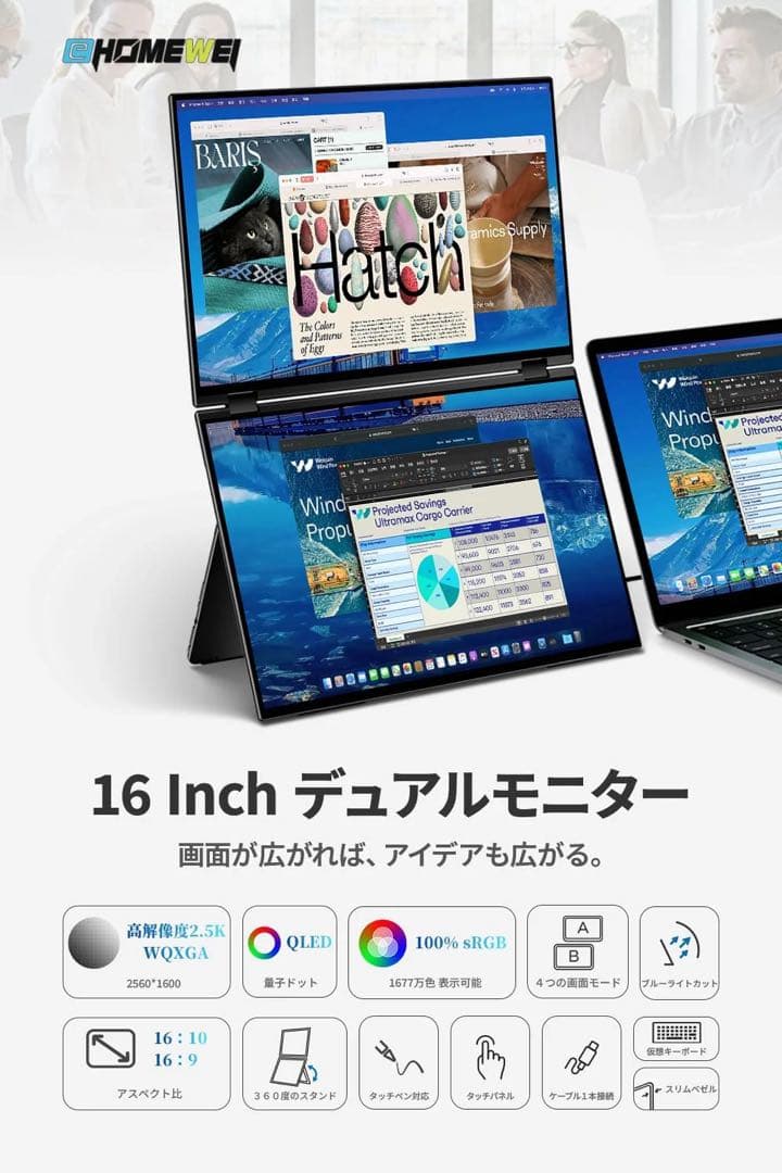 【美品】EWEI デュアル16インチタッチパネル XQ-160PW