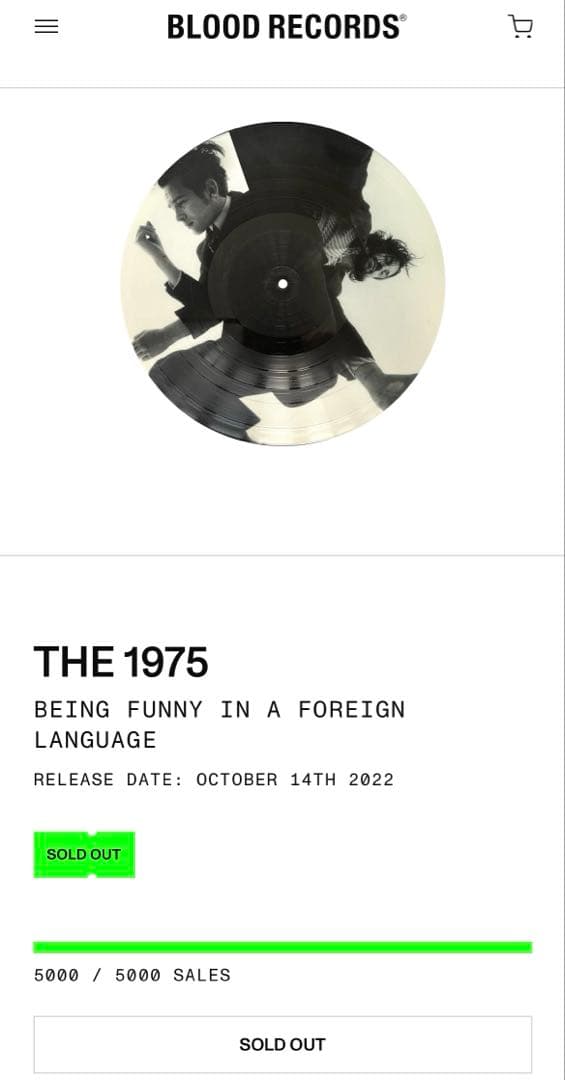 The 1975 レコード　picture disc LP 外国語での言葉遊び