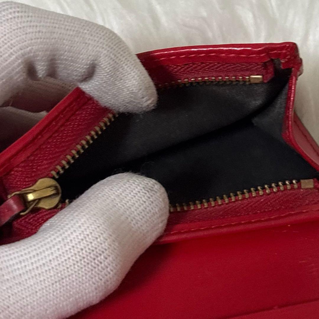 【美品】GUCCI レザー×PVC 二つ折り財布 GG 総柄 チェリー レッド