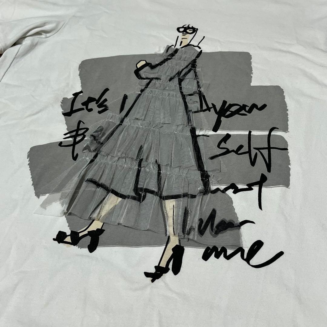 マーレンダム　ホワイト半袖Tシャツ　ドレス柄　レース　フリル　チュール　40