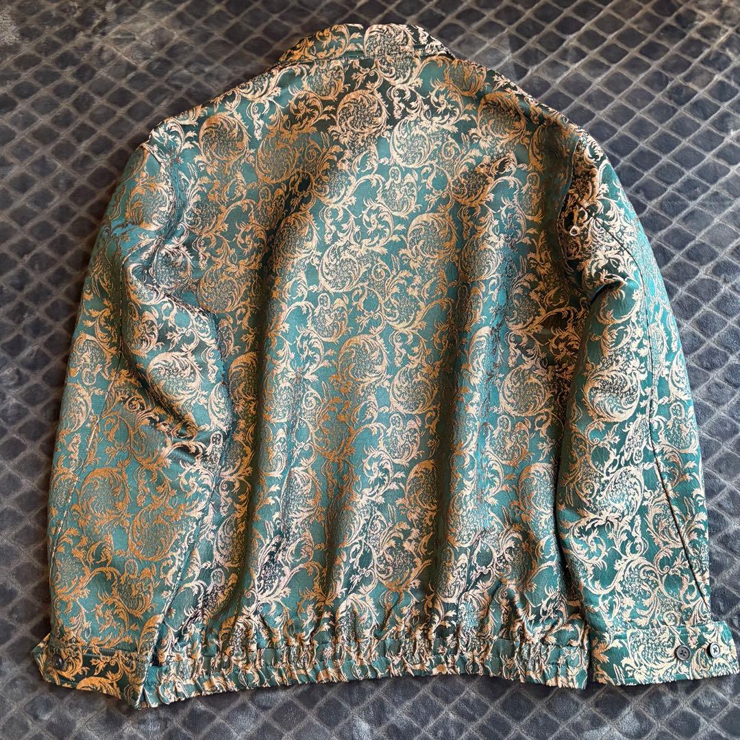 全刺繍 ブルゾン 総柄 ディープグリーン 高級感