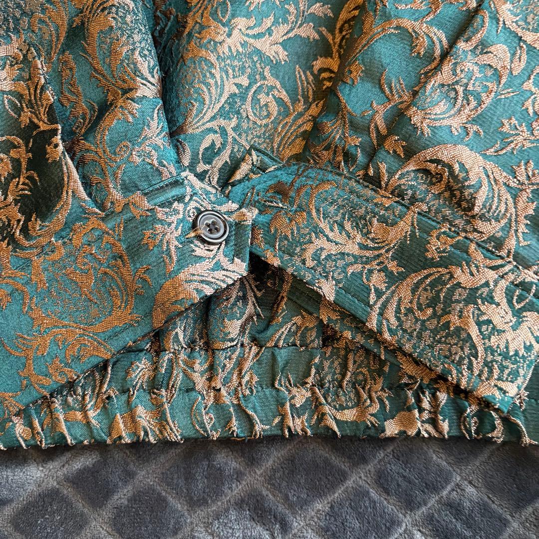 全刺繍 ブルゾン 総柄 ディープグリーン 高級感