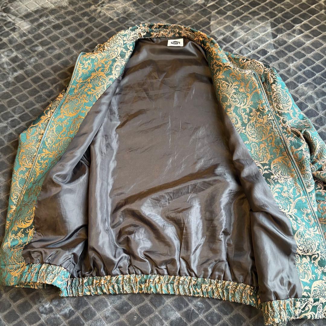全刺繍 ブルゾン 総柄 ディープグリーン 高級感