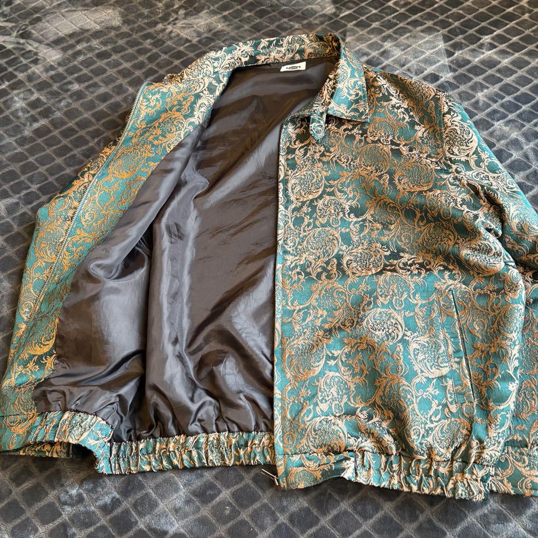 全刺繍 ブルゾン 総柄 ディープグリーン 高級感
