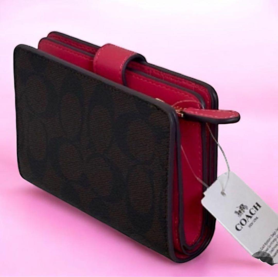 【新品】COACH 二つ折り財布 ブラウン/レッド