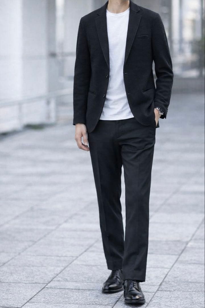 EMPORIO ARMANI ニットテーラード L相当 ブラック イタリア製
