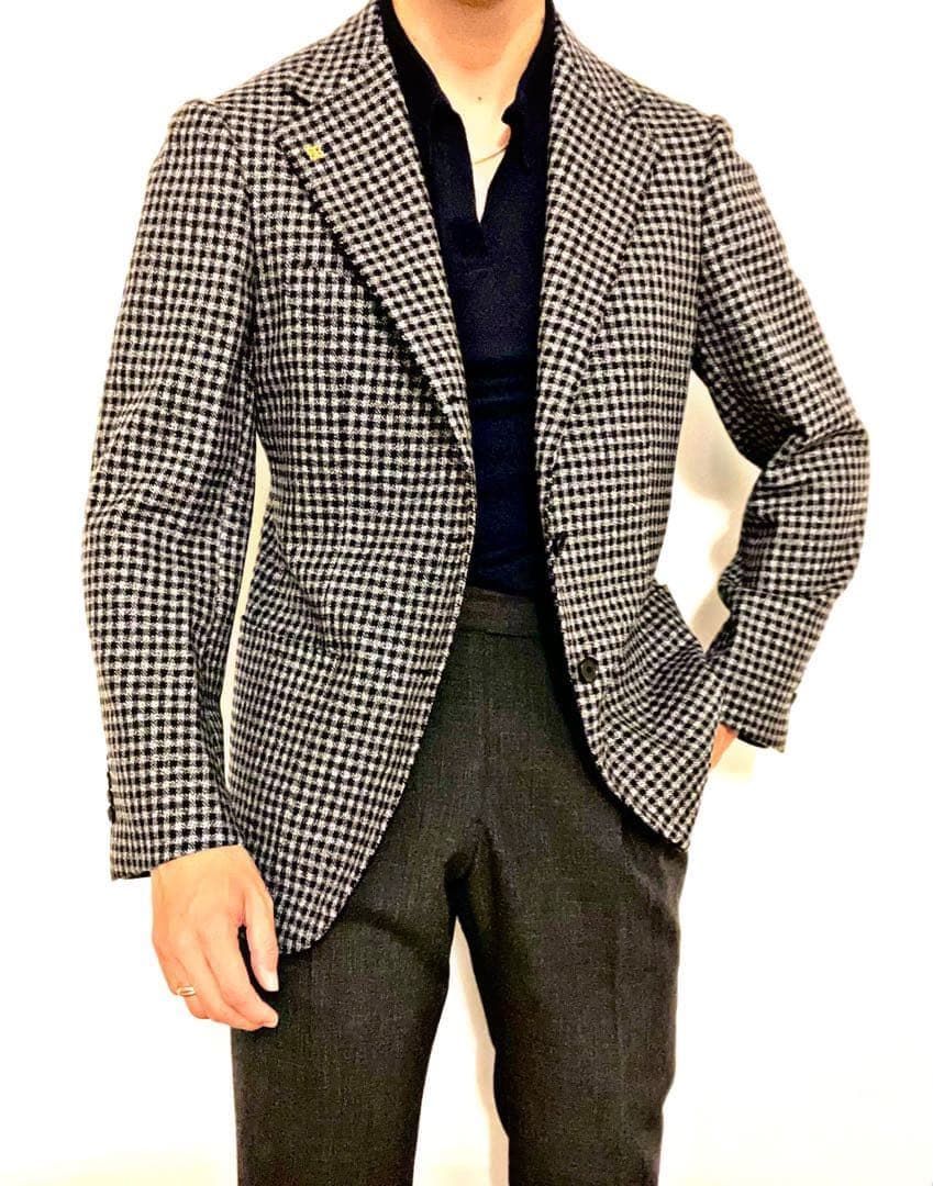ソブリンハウス⭐️ジャケット46‼️定番ハウスドゥトゥースチェック⭐️グレー定価12万