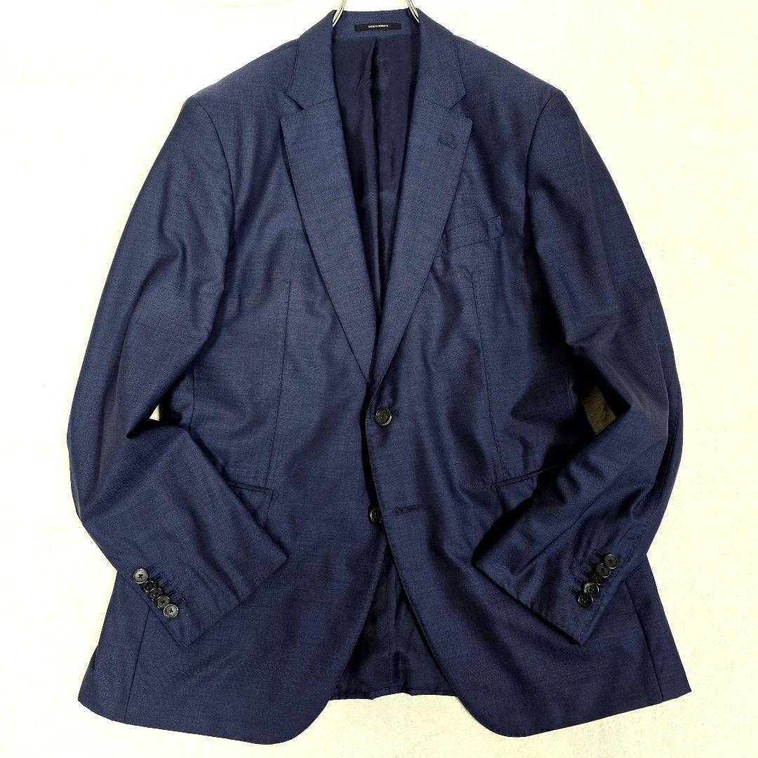 極美品 ヒューゴボス コロンボ シルク テーラードジャケット ネイビー 2XL