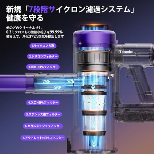 掃除機 コードレス　2026年モデル　90KPa超強力吸引　サイクロン　軽量
