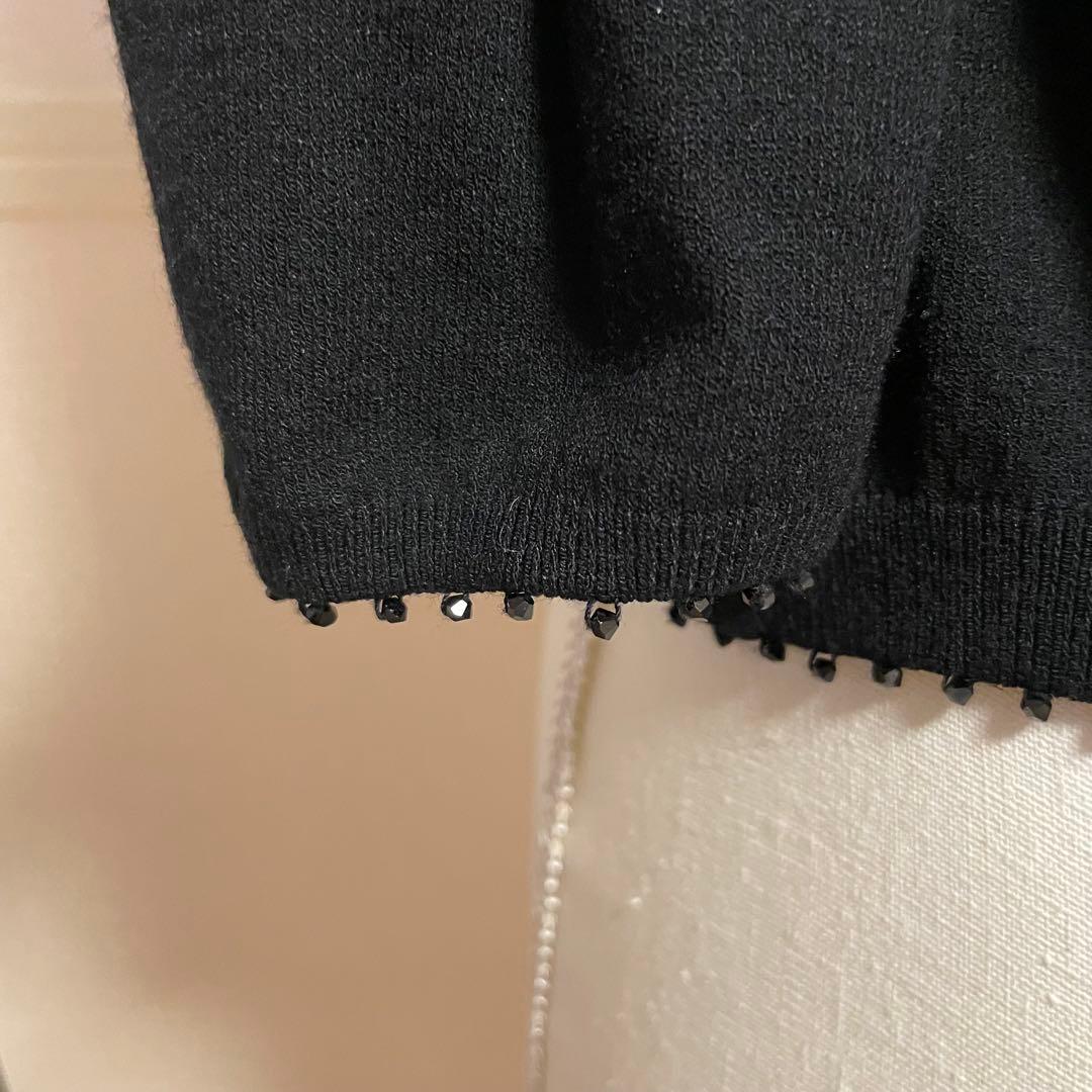 美品 FOXEY BOUTIQUE フォクシー カーディガン 黒 40 ビーズ