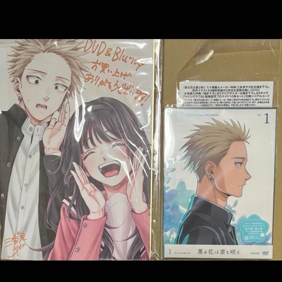 薫る花は凛と咲くＤＶＤ１巻(未開封)全巻購入　特典　色紙　Amazon