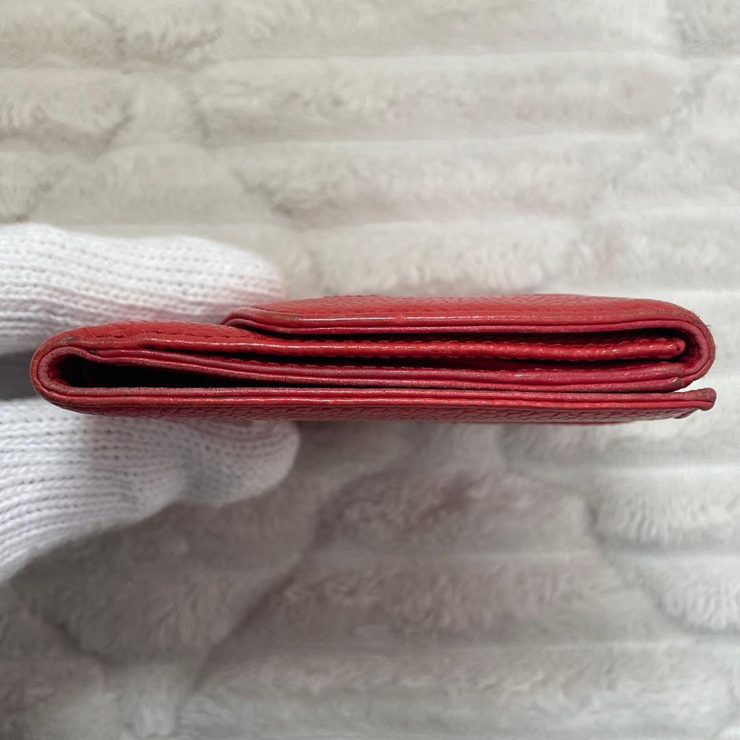【正規品】CHANEL シャネル 二つ折り財布 キャビアスキン 赤 ココマーク