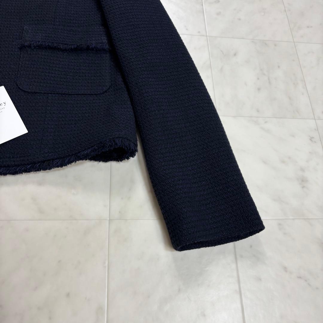 Ballsey★新品★ノーカラージャケット ワッフルツイード フリンジ ネイビー