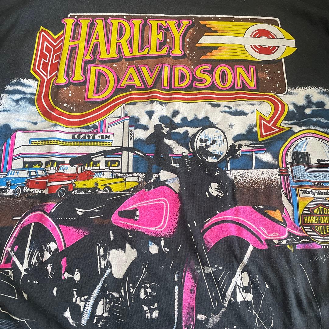 USA 製 ヴィンテージ ハーレーダビッドソン Tシャツ ブラック 古着 ピンク