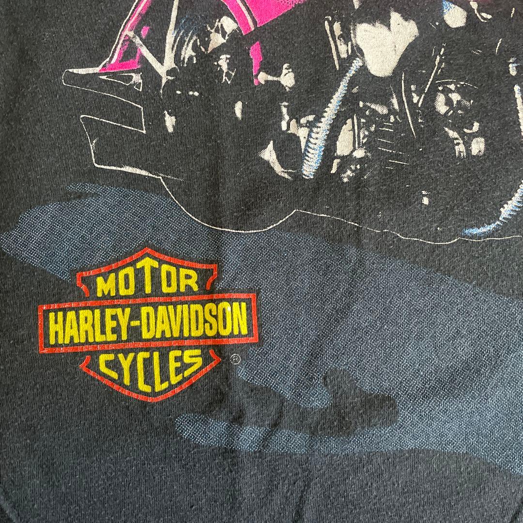 USA 製 ヴィンテージ ハーレーダビッドソン Tシャツ ブラック 古着 ピンク