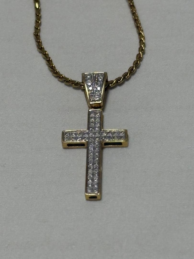14k ダイヤモンド クロス ネックレス avalanche イエローゴールド