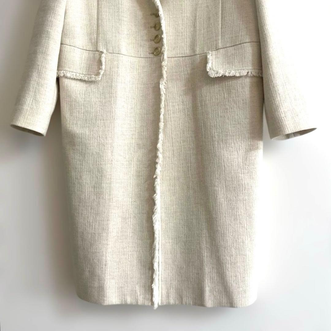 【美品】CLANE クラネ ツイードコート ジャケット ノーカラー ベージュ M