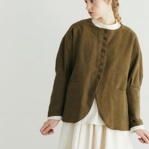 美品　MAGALI マガリ　リネンウールジャケット　カーキ